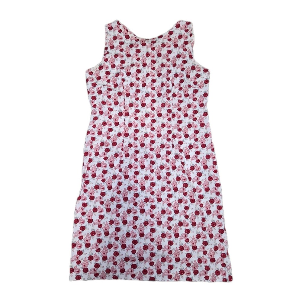 Women's Floral Sheath Dress Medium Pink Rose Print Sleeveless Cottagecore